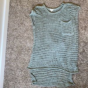 Size large, knit, sleeveless sage sweater/coverup